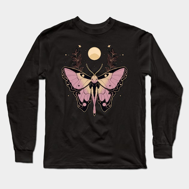 Pink Celestial Moth Long Sleeve T-Shirt by Enyr's little witchy corner